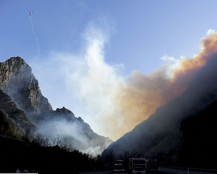 西班牙发生山火 千顷森林过火