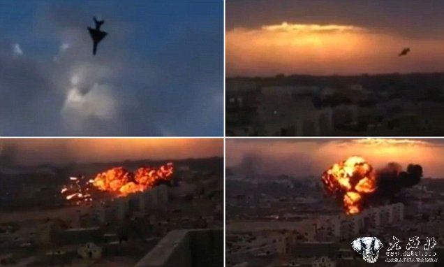 利比亚米格21战机失控坠地撞公寓楼 瞬间爆炸火光冲天
